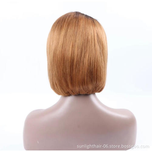 1B/27 1b/99j Ombre Color Human Hair Wigs With Baby Hair Pre Plucked Remy Brazilian Lace Bob Wigs Bleached Knots Human Hair Wig